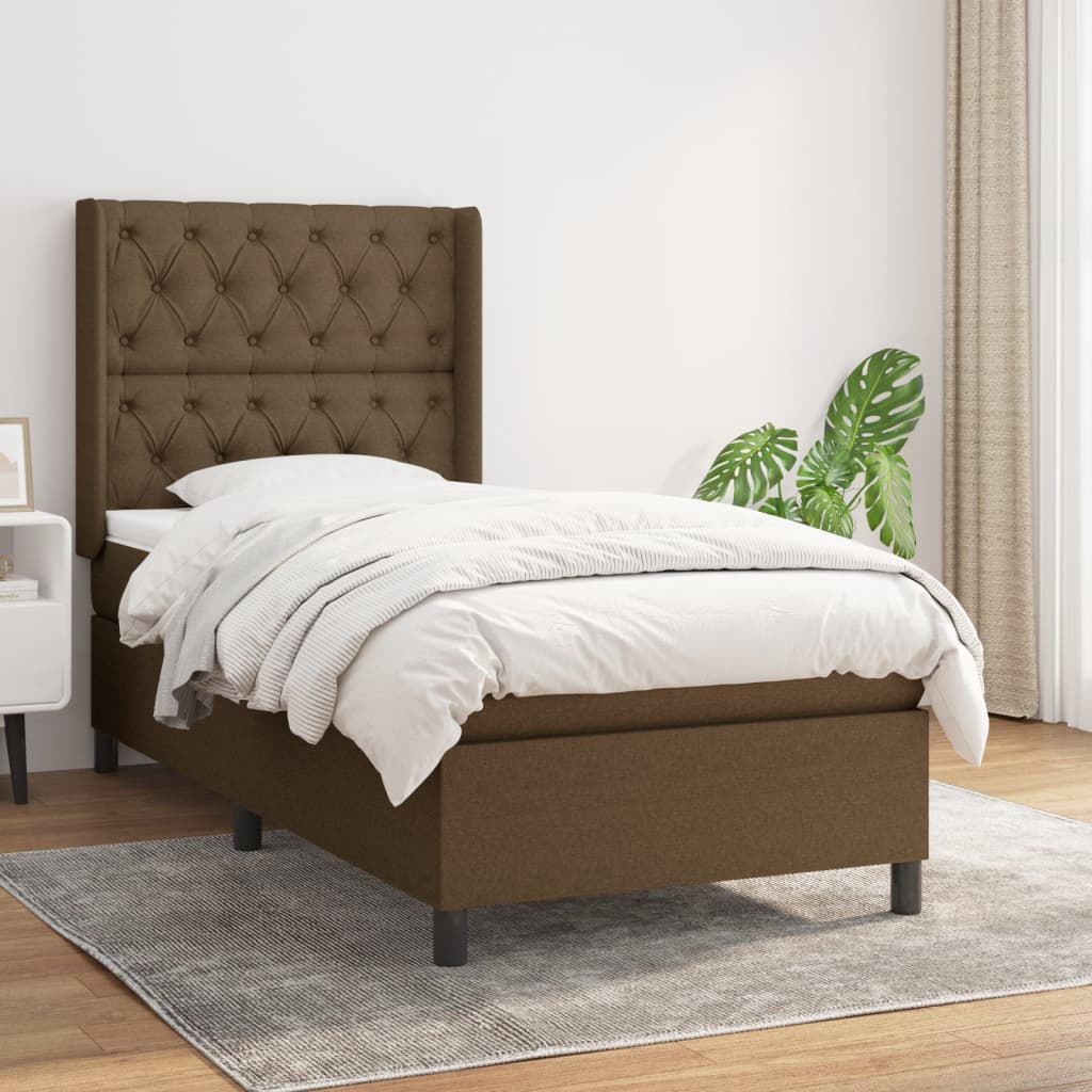 Boxspring met matras stof donkerbruin 80x200 cm is nu te koop bij PeponiXL, paradijselijk wonen!