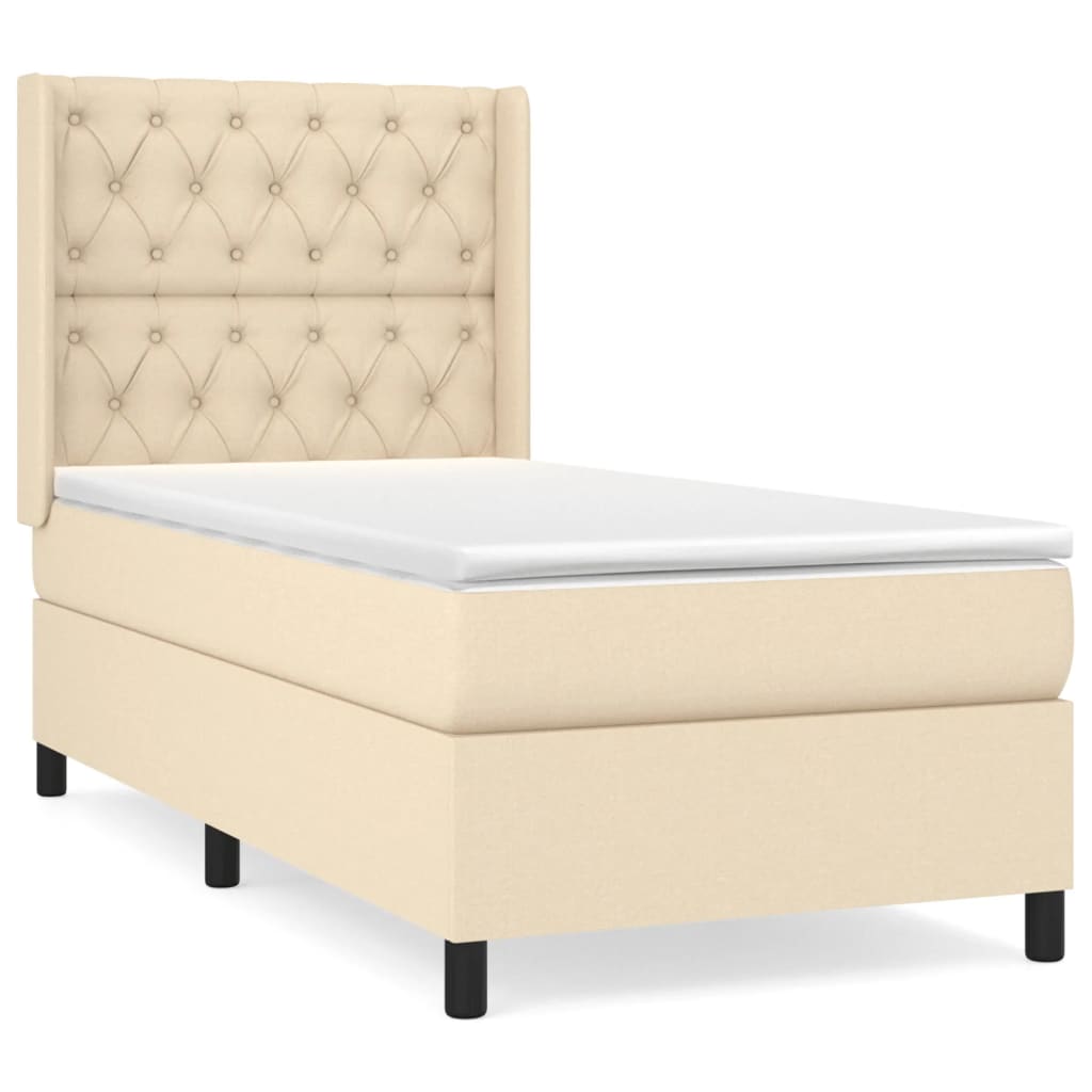 Boxspring met matras stof crèmekleurig 80x200 cm is nu te koop bij PeponiXL, paradijselijk wonen!
