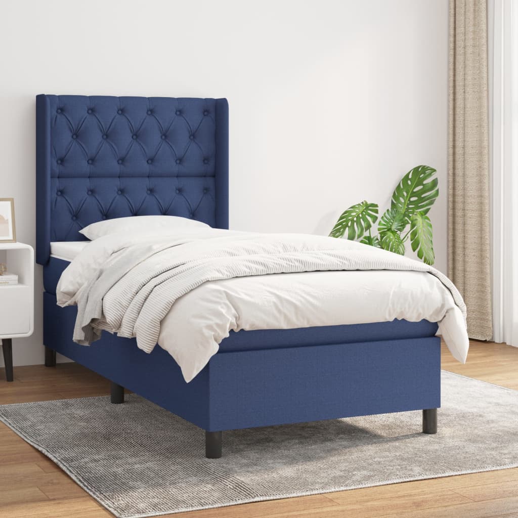 Boxspring met matras stof blauw 80x200 cm is nu te koop bij PeponiXL, paradijselijk wonen!