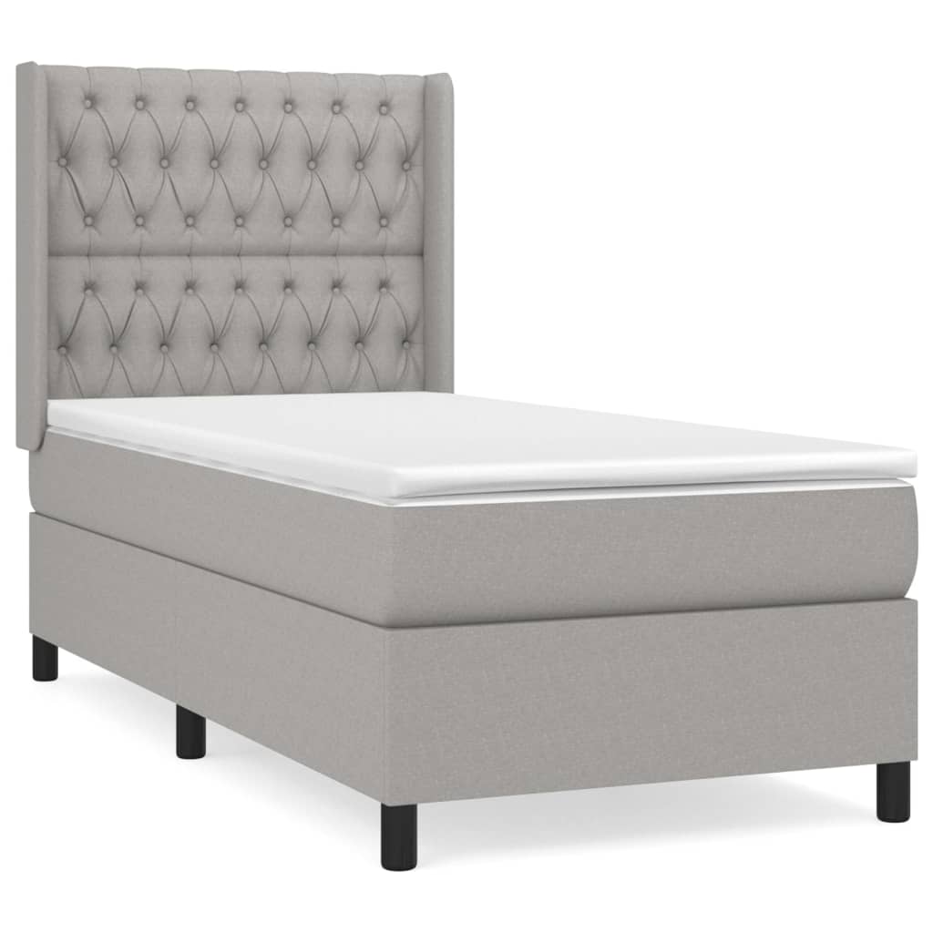 Boxspring met matras stof lichtgrijs 90x190 cm is nu te koop bij PeponiXL, paradijselijk wonen!