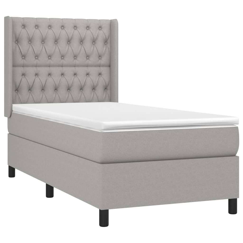 Boxspring met matras stof lichtgrijs 90x190 cm is nu te koop bij PeponiXL, paradijselijk wonen!
