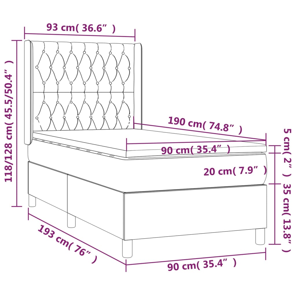 Boxspring met matras stof lichtgrijs 90x190 cm is nu te koop bij PeponiXL, paradijselijk wonen!