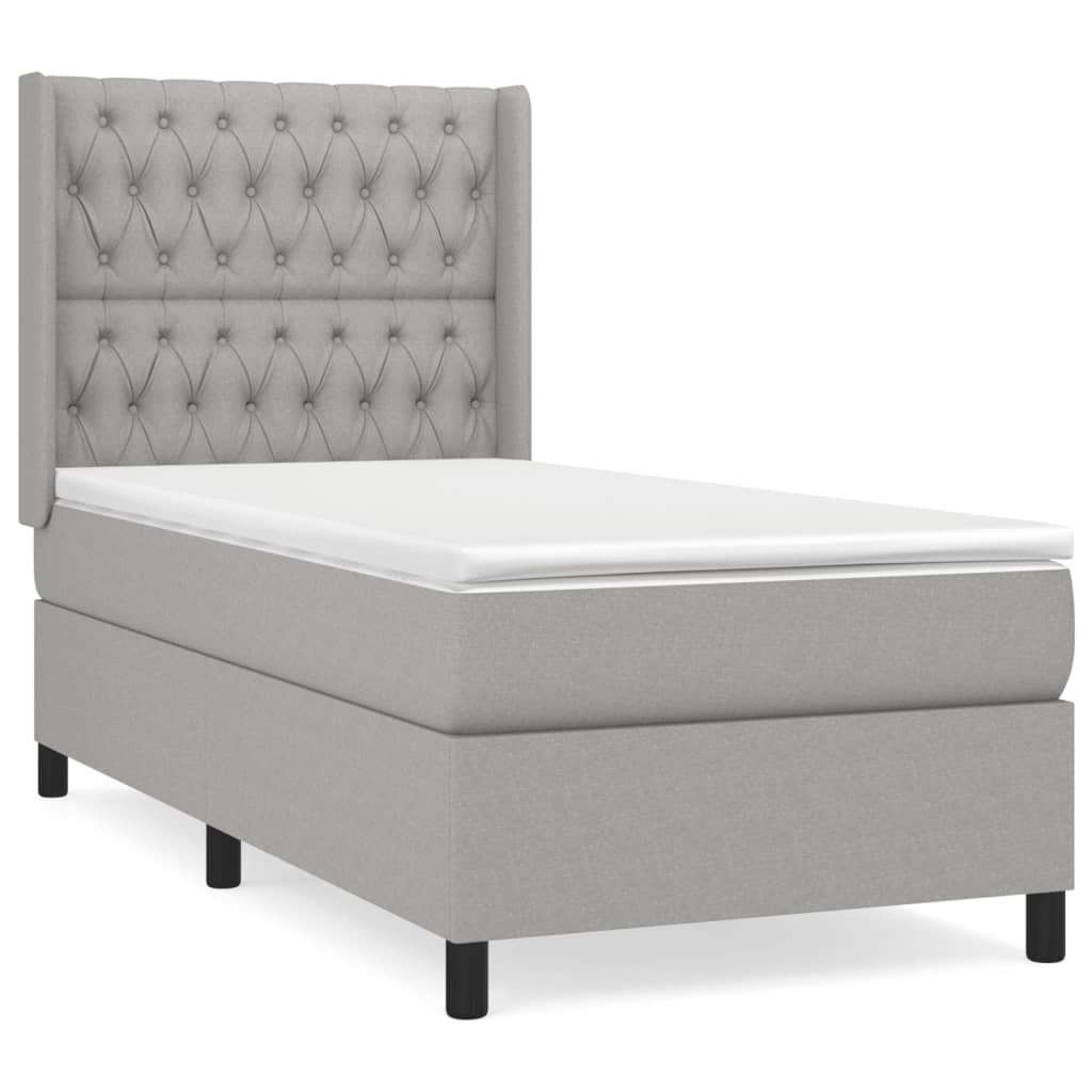 Boxspring met matras stof lichtgrijs 90x200 cm is nu te koop bij PeponiXL, paradijselijk wonen!