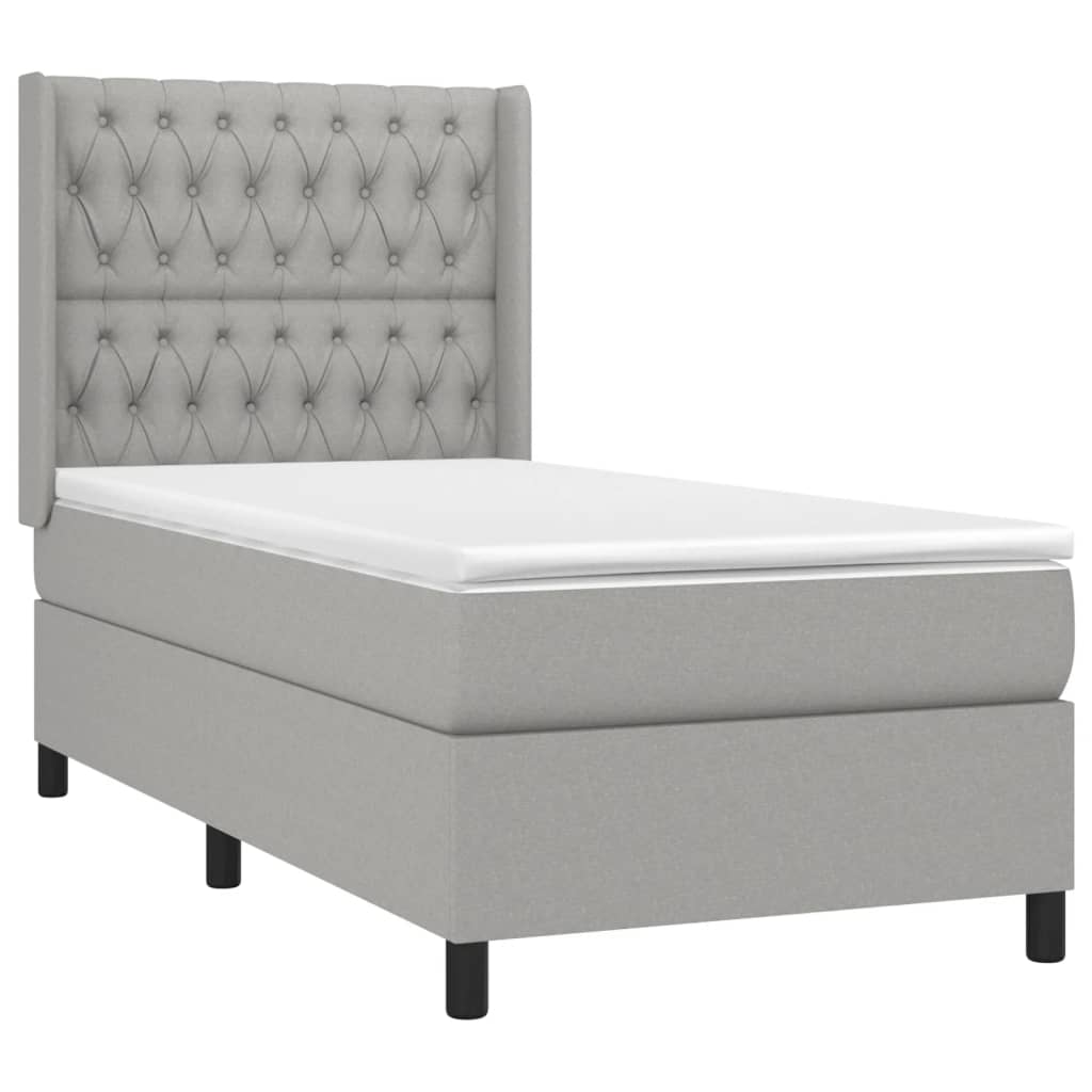 Boxspring met matras stof lichtgrijs 90x200 cm is nu te koop bij PeponiXL, paradijselijk wonen!