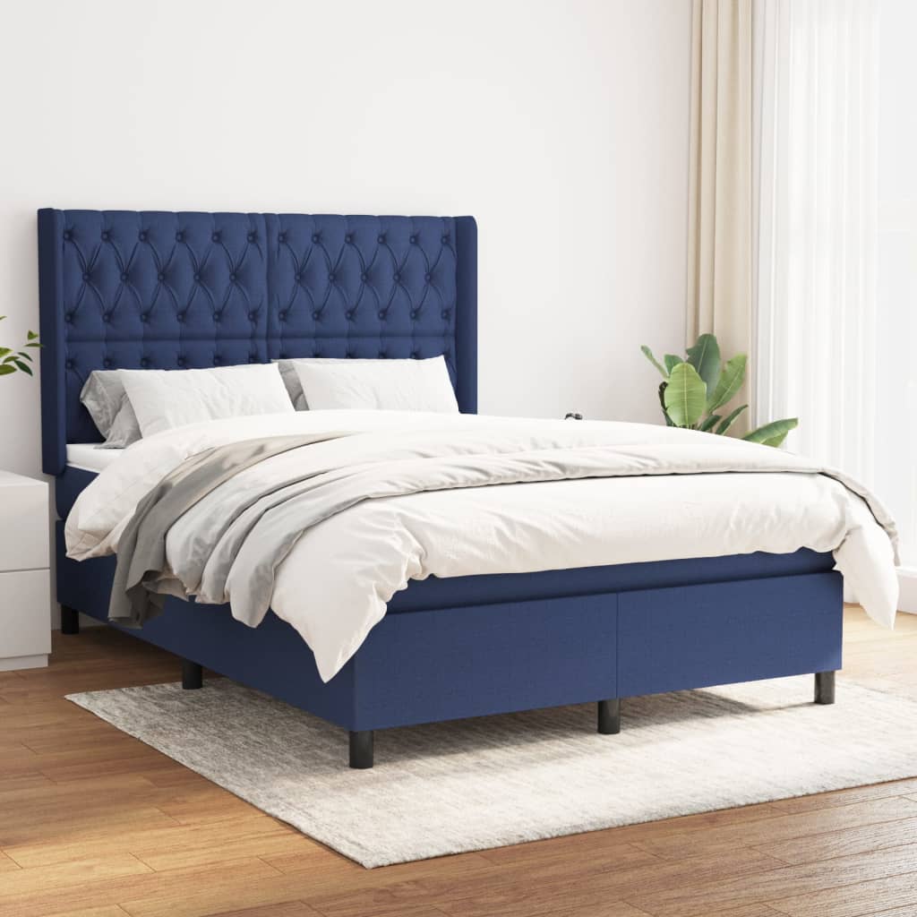 Boxspring met matras stof blauw 140x190 cm is nu te koop bij PeponiXL, paradijselijk wonen!
