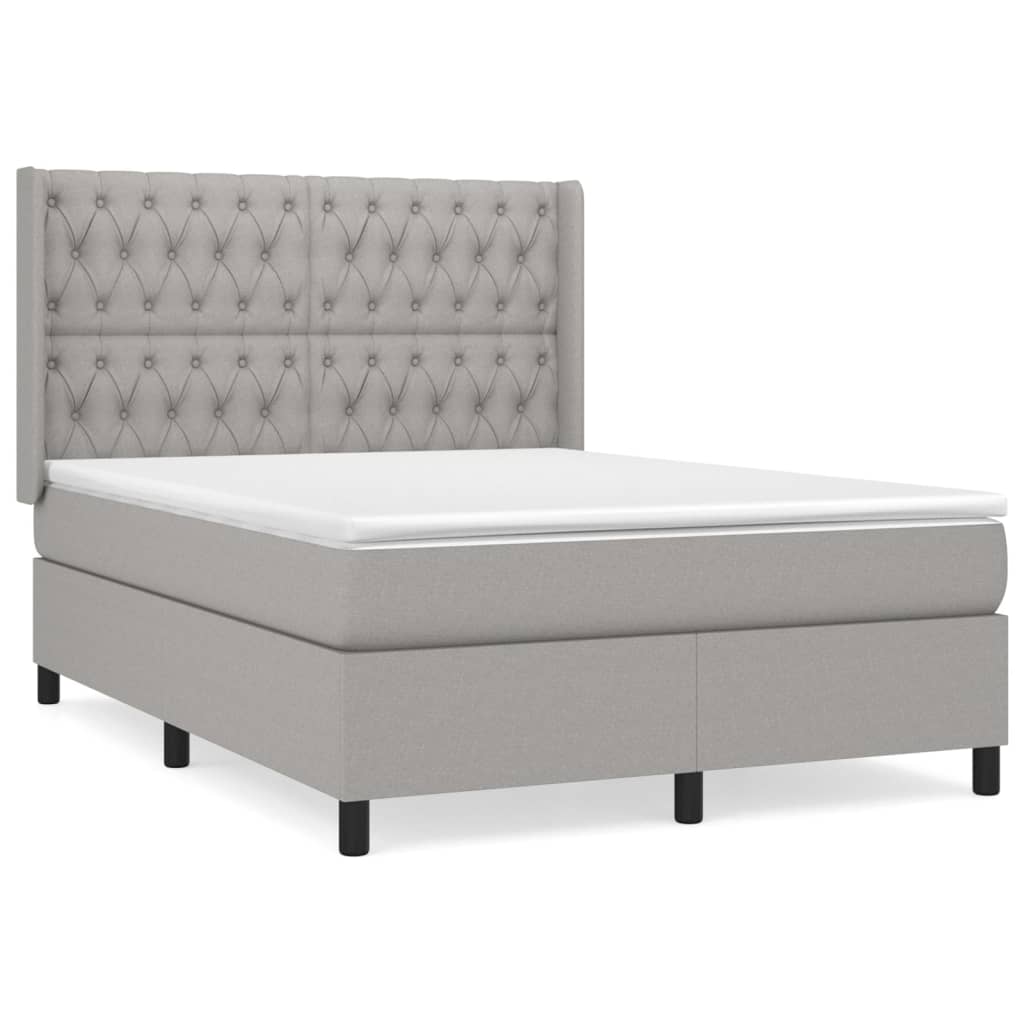 Boxspring met matras stof lichtgrijs 140x200 cm is nu te koop bij PeponiXL, paradijselijk wonen!