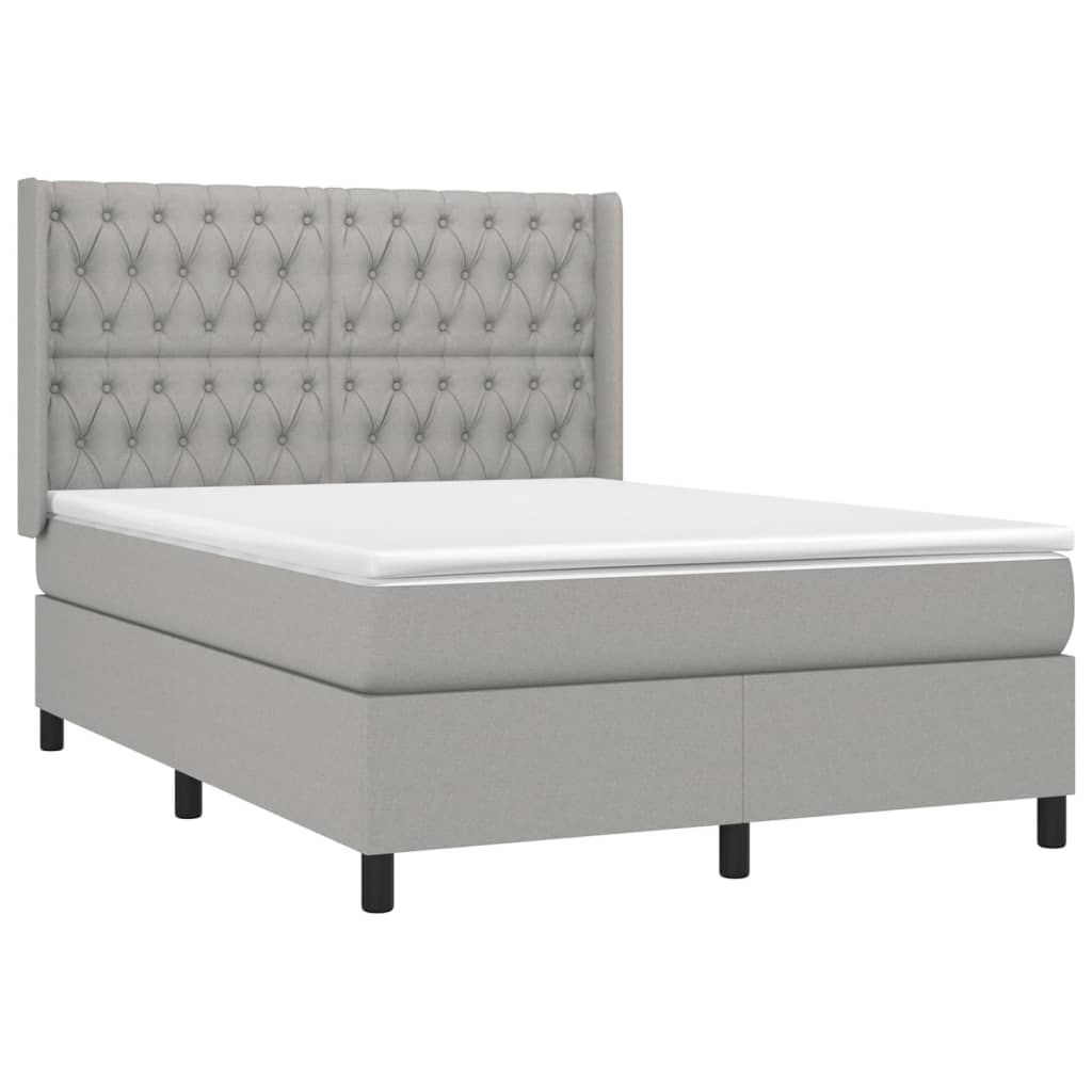 Boxspring met matras stof lichtgrijs 140x200 cm is nu te koop bij PeponiXL, paradijselijk wonen!
