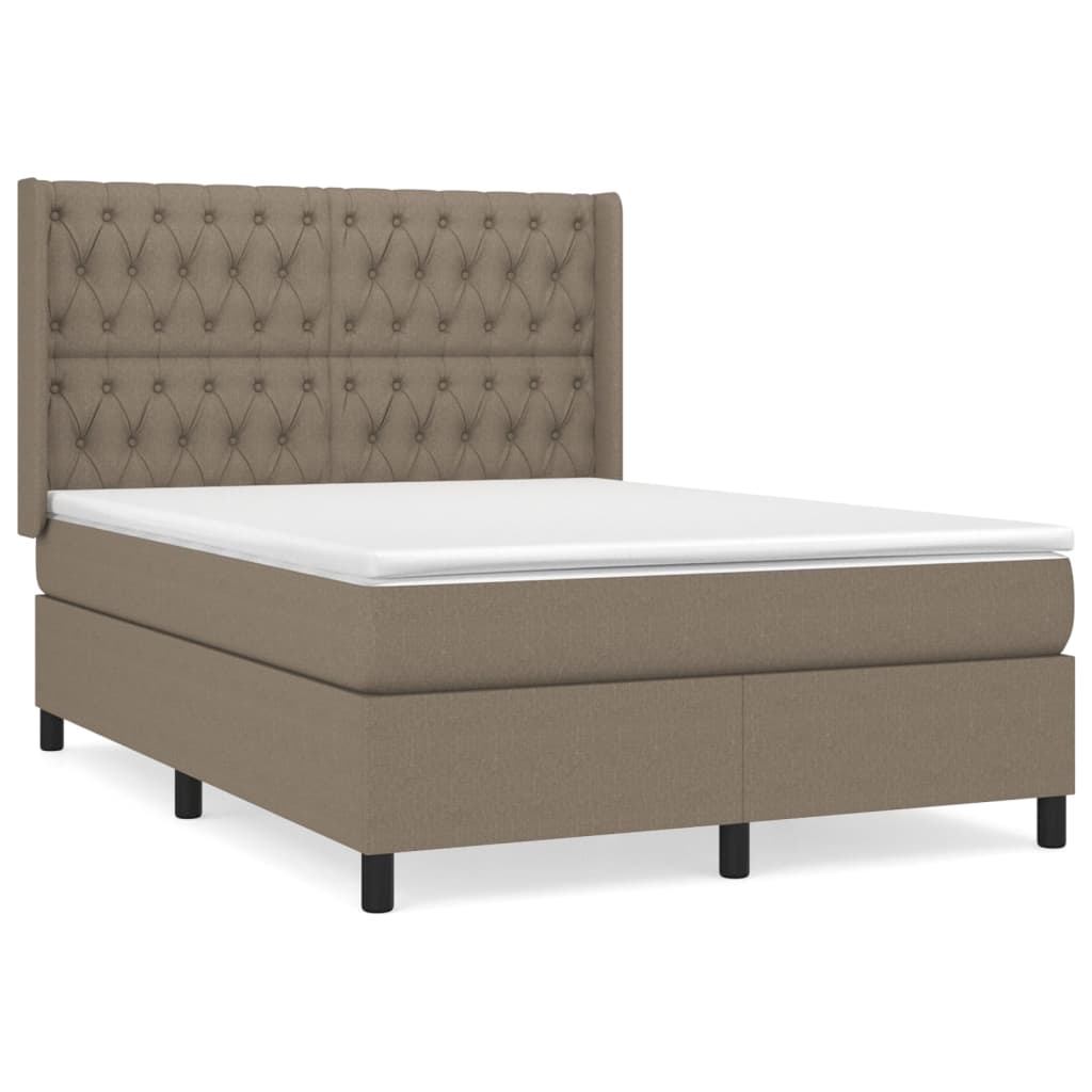Boxspring met matras stof taupe 140x200 cm is nu te koop bij PeponiXL, paradijselijk wonen!