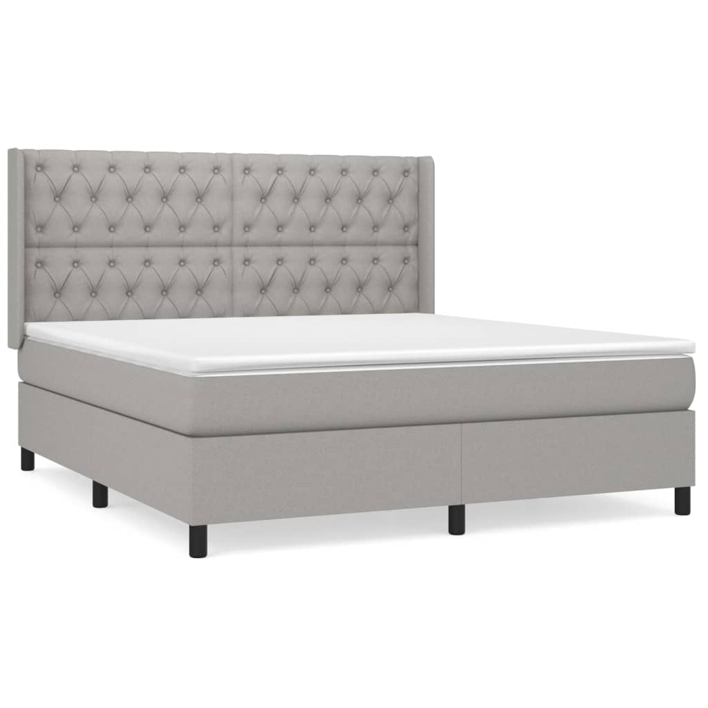 Boxspring met matras stof lichtgrijs 160x200 cm is nu te koop bij PeponiXL, paradijselijk wonen!