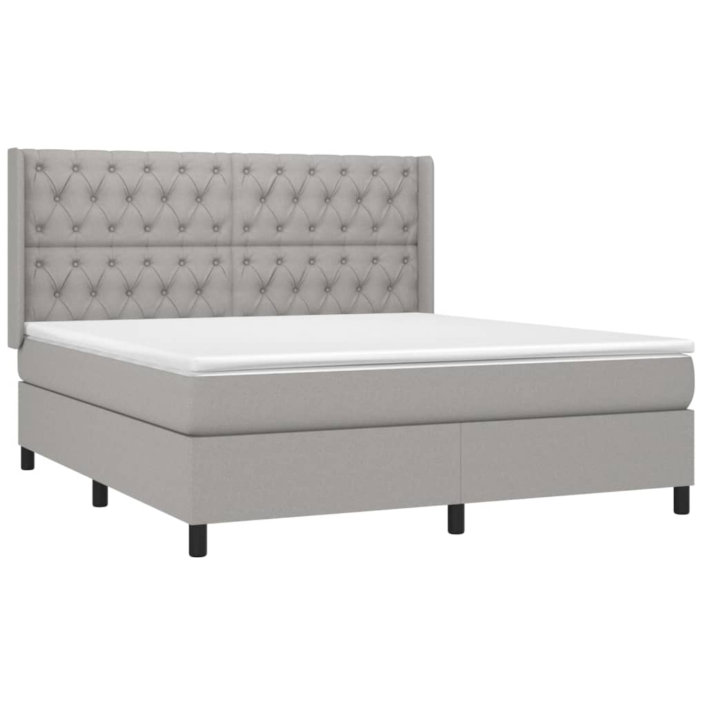 Boxspring met matras stof lichtgrijs 160x200 cm is nu te koop bij PeponiXL, paradijselijk wonen!