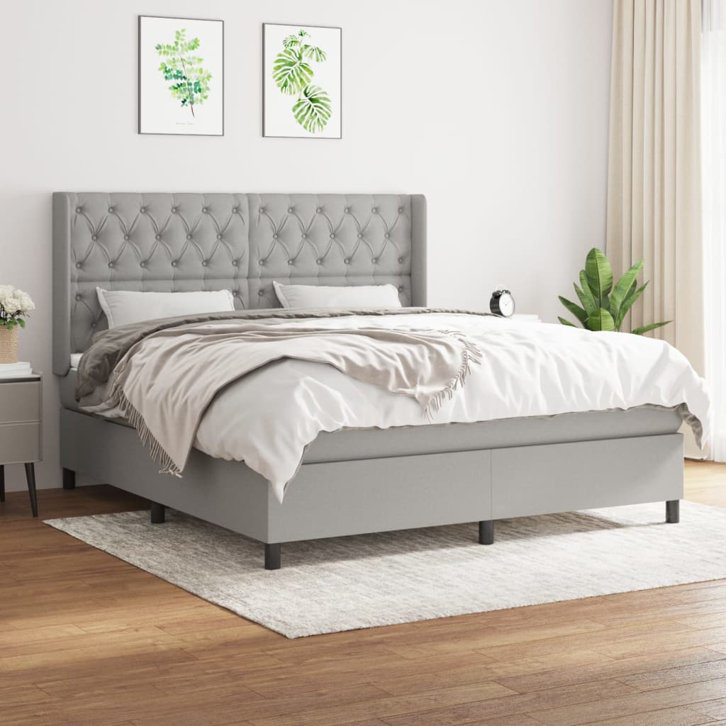 Boxspring met matras stof lichtgrijs 160x200 cm is nu te koop bij PeponiXL, paradijselijk wonen!