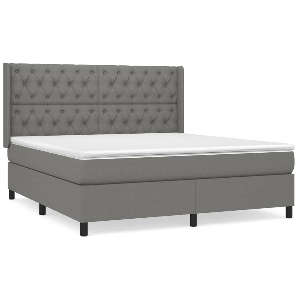 Boxspring met matras stof donkergrijs 160x200 cm is nu te koop bij PeponiXL, paradijselijk wonen!