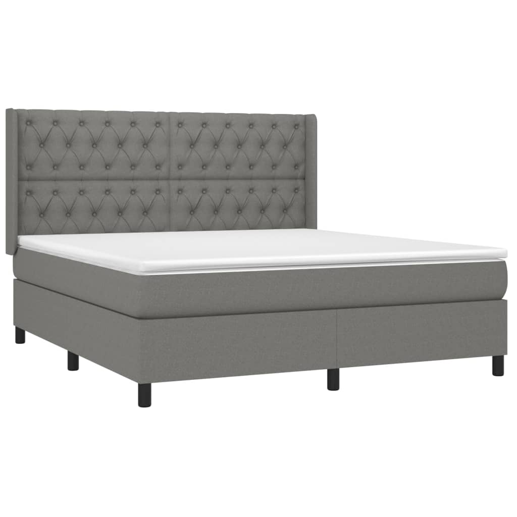 Boxspring met matras stof donkergrijs 160x200 cm is nu te koop bij PeponiXL, paradijselijk wonen!