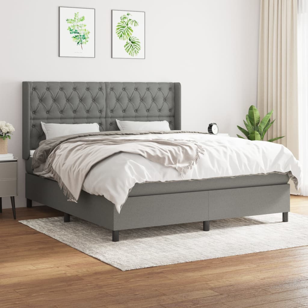 Boxspring met matras stof donkergrijs 160x200 cm is nu te koop bij PeponiXL, paradijselijk wonen!