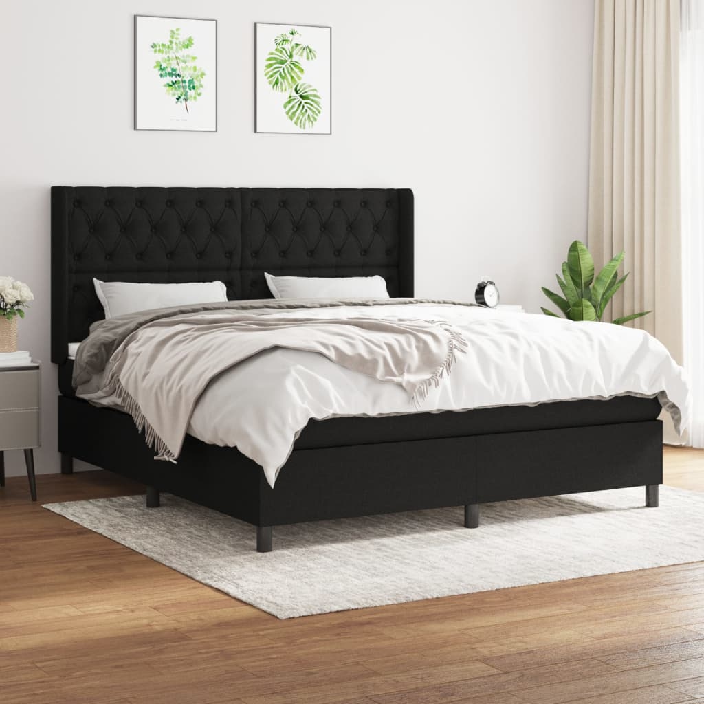 Boxspring met matras stof zwart 160x200 cm is nu te koop bij PeponiXL, paradijselijk wonen!