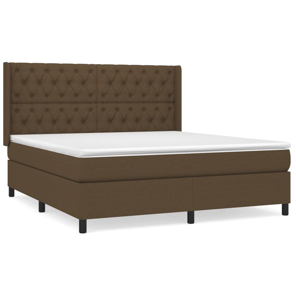 Boxspring met matras stof donkerbruin 160x200 cm is nu te koop bij PeponiXL, paradijselijk wonen!