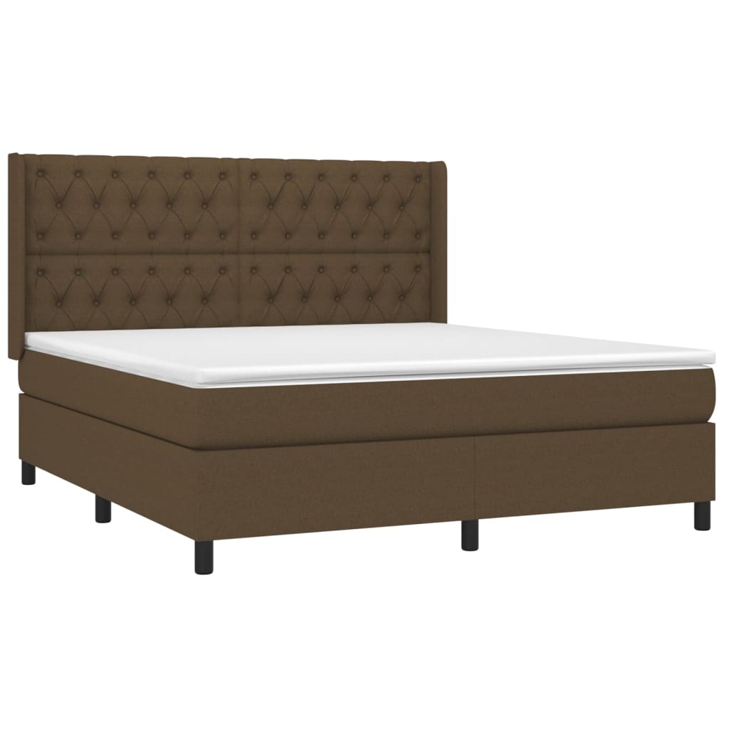 Boxspring met matras stof donkerbruin 160x200 cm is nu te koop bij PeponiXL, paradijselijk wonen!