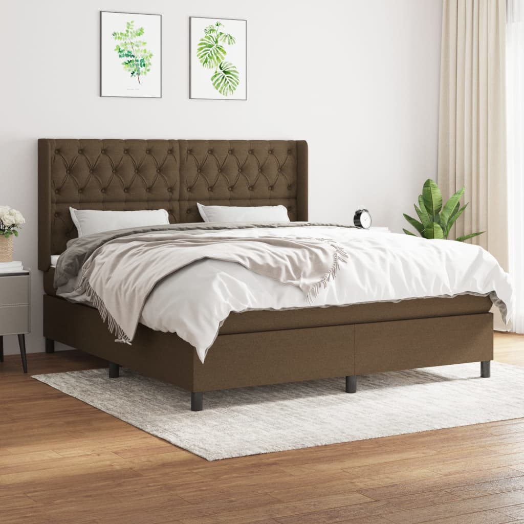 Boxspring met matras stof donkerbruin 160x200 cm is nu te koop bij PeponiXL, paradijselijk wonen!