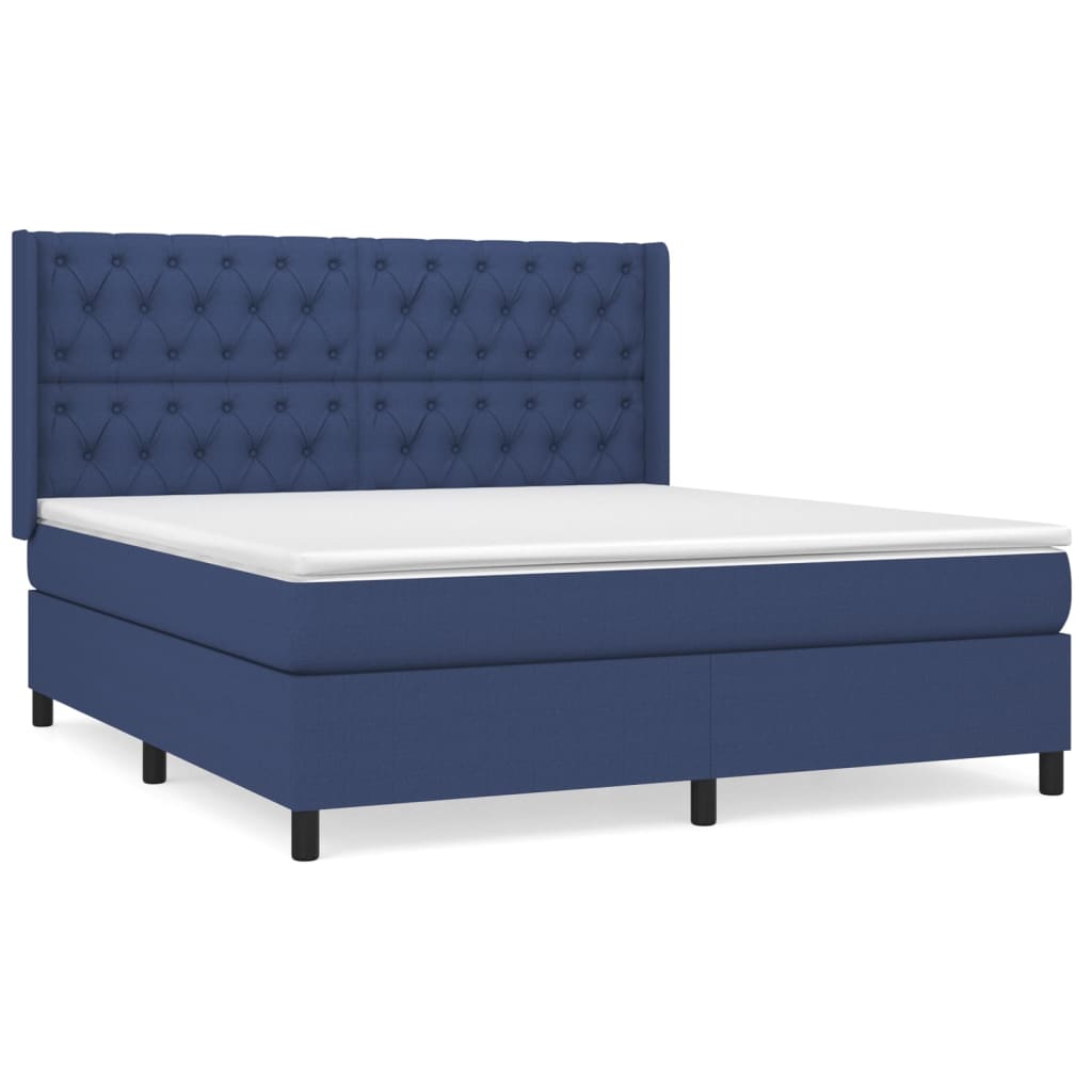 Boxspring met matras stof blauw 160x200 cm is nu te koop bij PeponiXL, paradijselijk wonen!