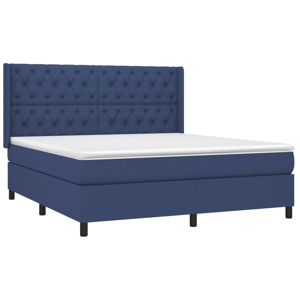 Boxspring met matras stof blauw 160x200 cm is nu te koop bij PeponiXL, paradijselijk wonen!