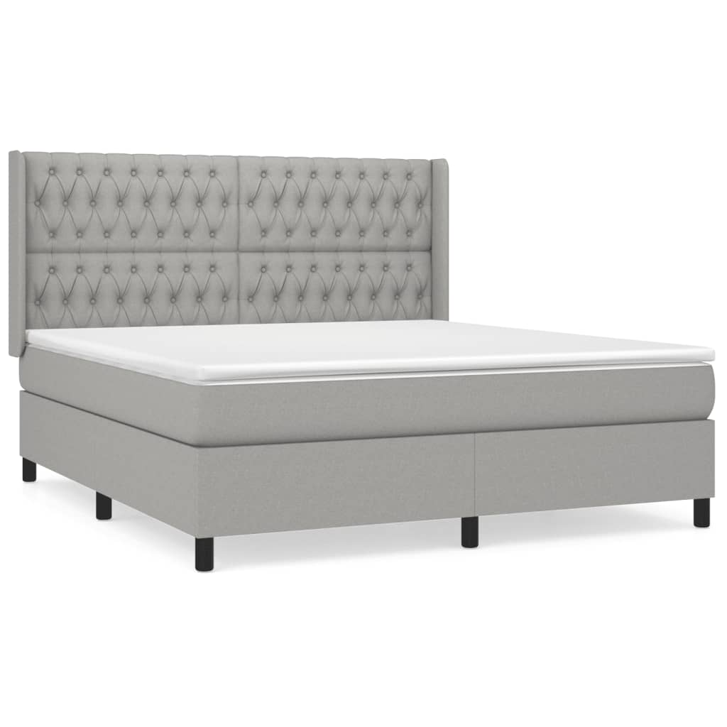 Boxspring met matras stof lichtgrijs 180x200 cm is nu te koop bij PeponiXL, paradijselijk wonen!