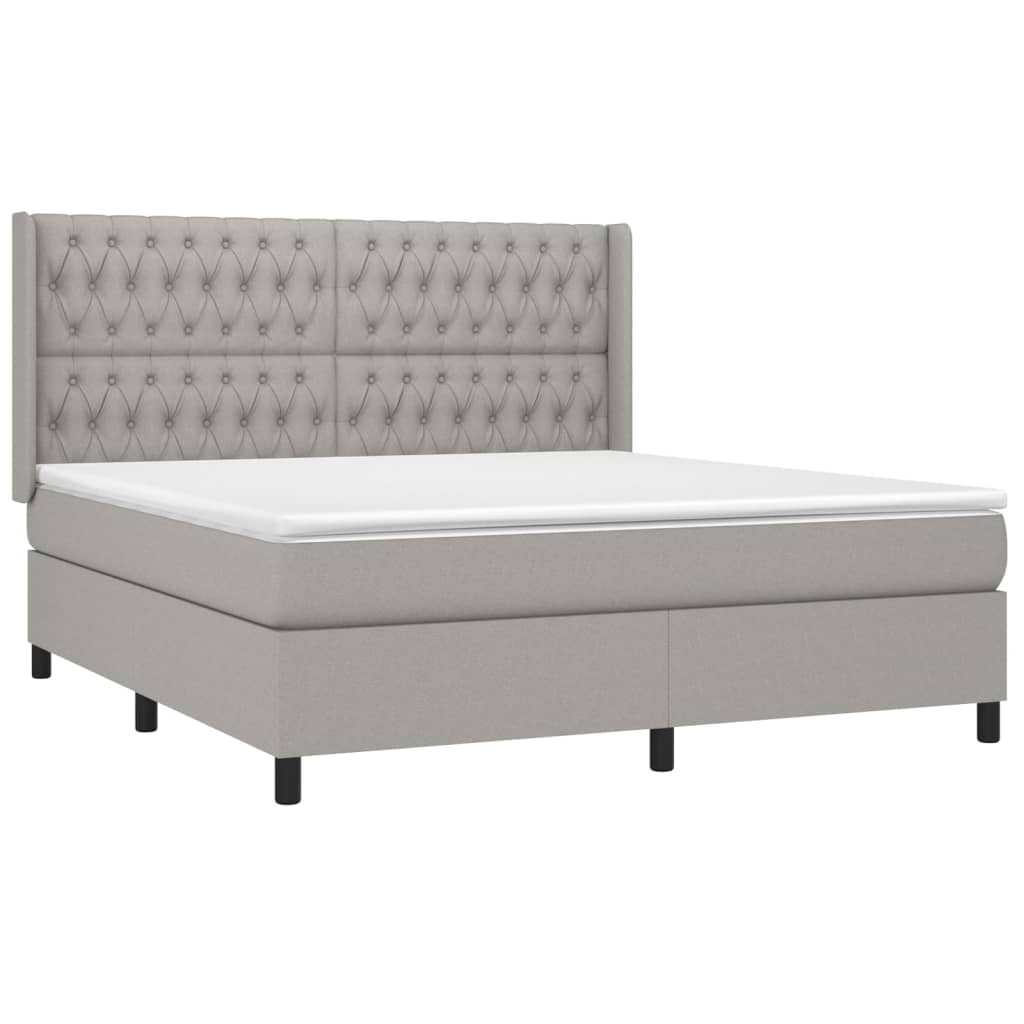 Boxspring met matras stof lichtgrijs 180x200 cm is nu te koop bij PeponiXL, paradijselijk wonen!