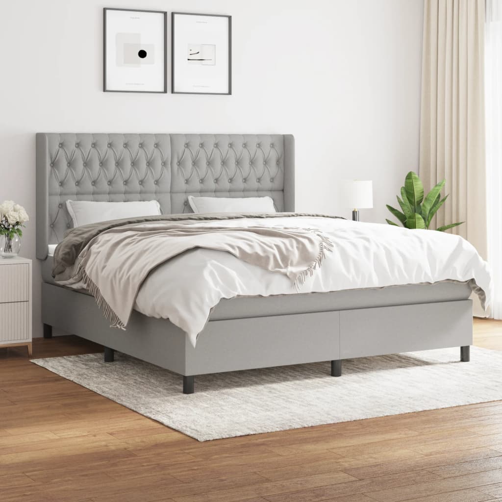 Boxspring met matras stof lichtgrijs 180x200 cm is nu te koop bij PeponiXL, paradijselijk wonen!