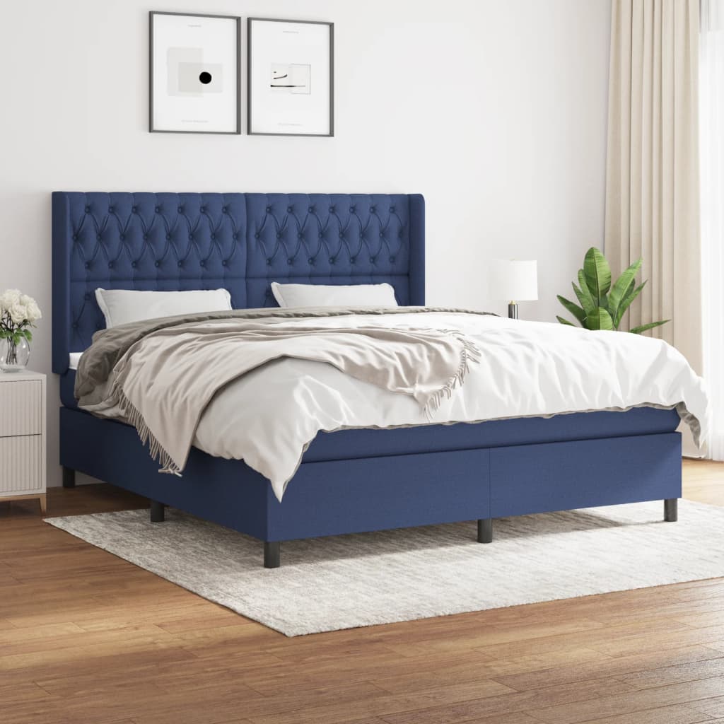 Boxspring met matras stof blauw 180x200 cm is nu te koop bij PeponiXL, paradijselijk wonen!