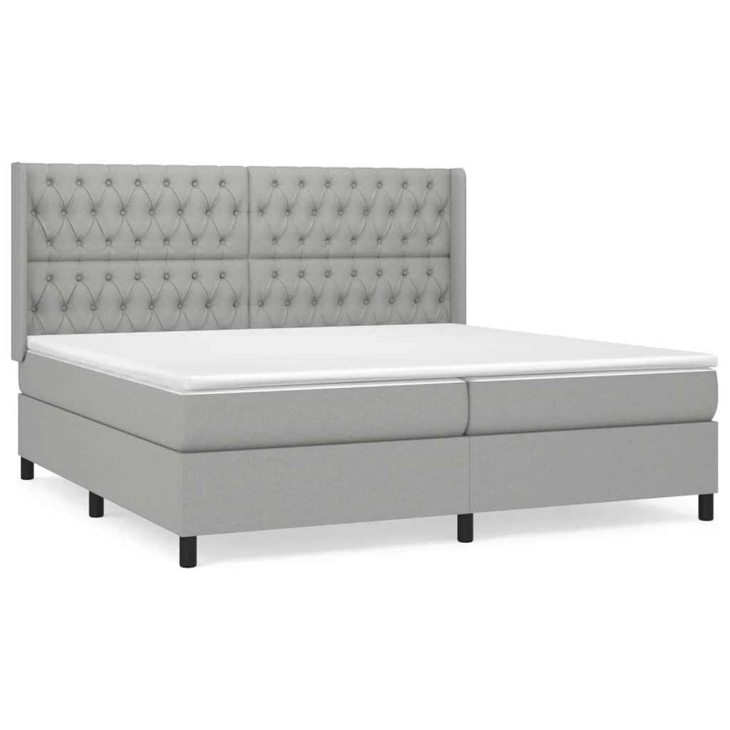 Boxspring met matras stof lichtgrijs 200x200 cm is nu te koop bij PeponiXL, paradijselijk wonen!