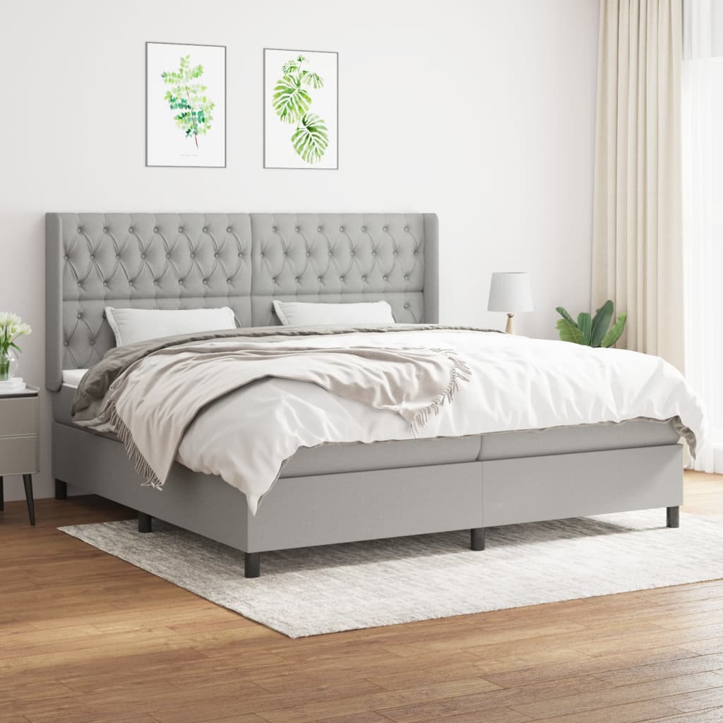 Boxspring met matras stof lichtgrijs 200x200 cm is nu te koop bij PeponiXL, paradijselijk wonen!