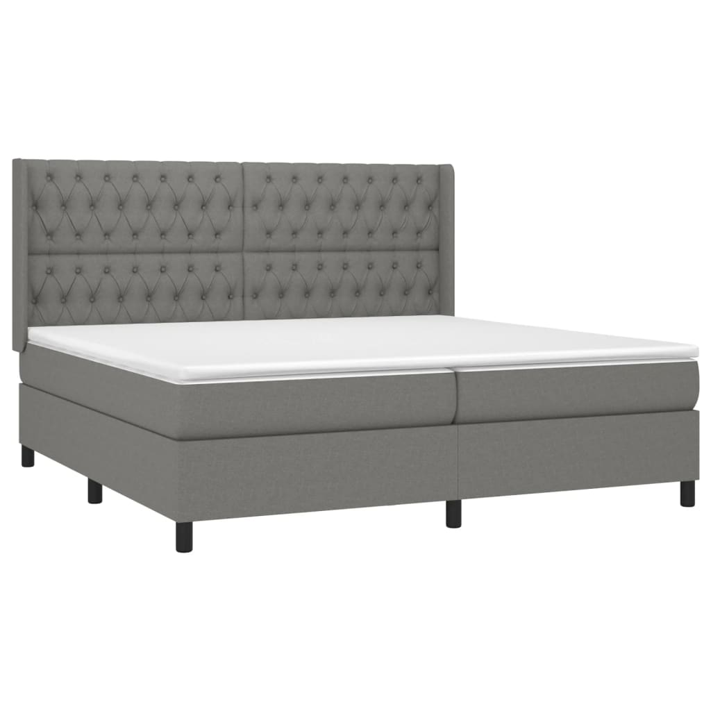 Boxspring met matras stof donkergrijs 200x200 cm is nu te koop bij PeponiXL, paradijselijk wonen!