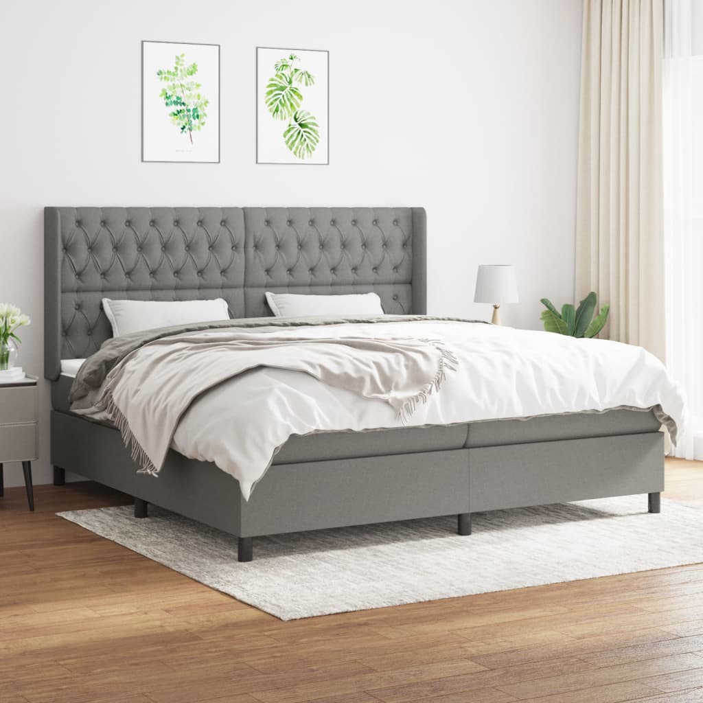 Boxspring met matras stof donkergrijs 200x200 cm is nu te koop bij PeponiXL, paradijselijk wonen!