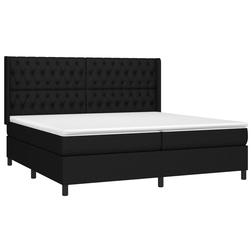 Boxspring met matras stof zwart 200x200 cm is nu te koop bij PeponiXL, paradijselijk wonen!