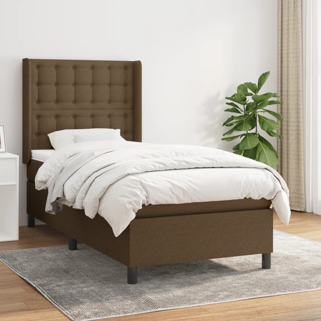 Boxspring met matras stof donkerbruin 80x200 cm is nu te koop bij PeponiXL, paradijselijk wonen!