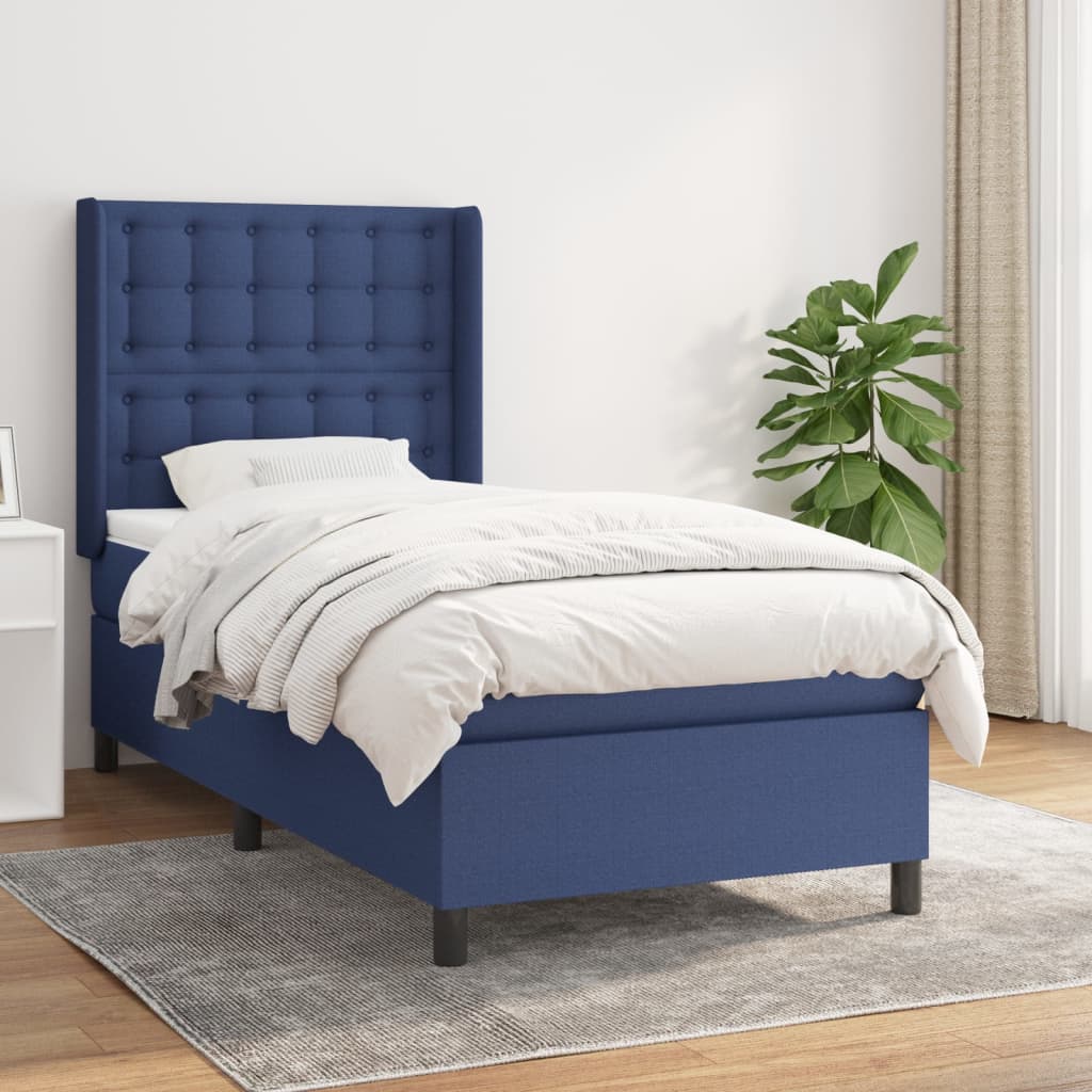 Boxspring met matras stof blauw 80x200 cm is nu te koop bij PeponiXL, paradijselijk wonen!