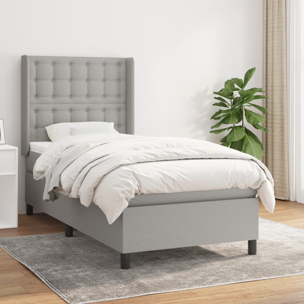 Boxspring met matras stof lichtgrijs 90x200 cm is nu te koop bij PeponiXL, paradijselijk wonen!