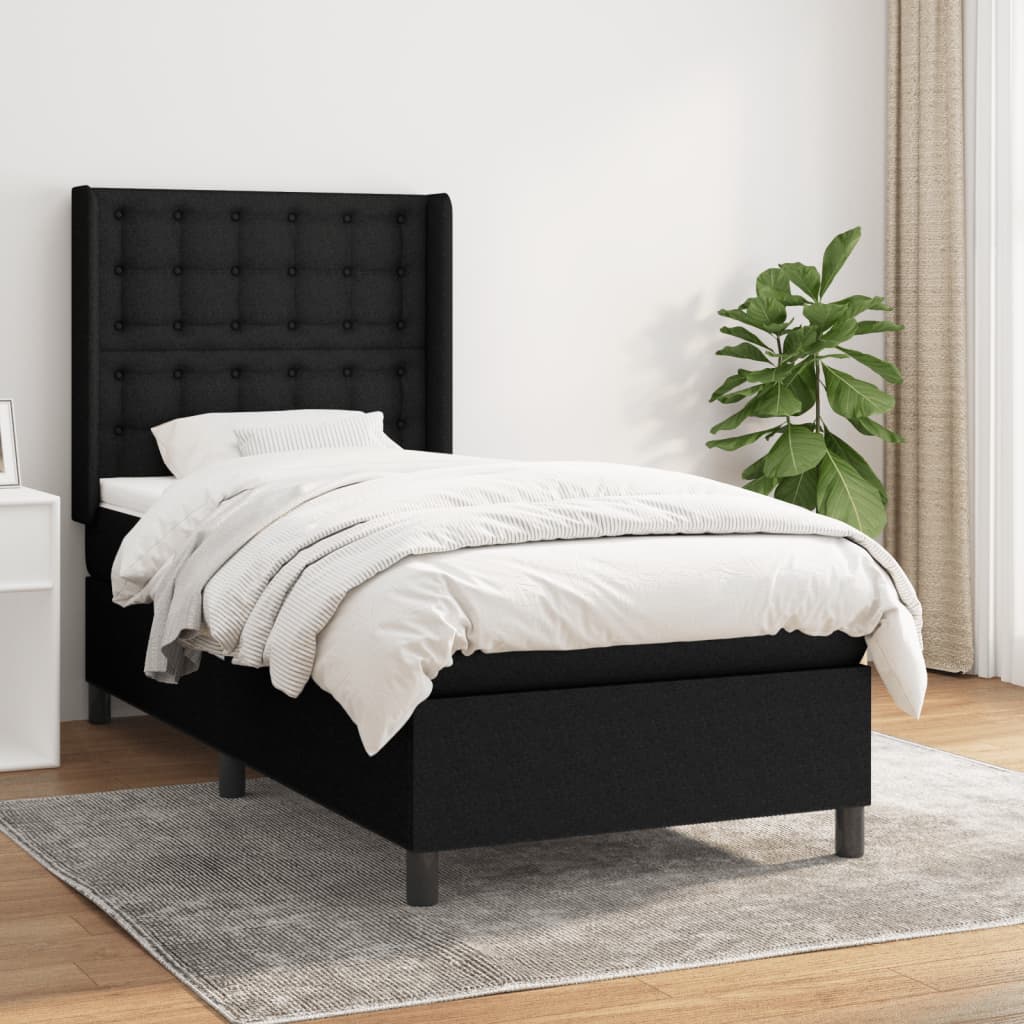 Boxspring met matras stof zwart 90x200 cm is nu te koop bij PeponiXL, paradijselijk wonen!