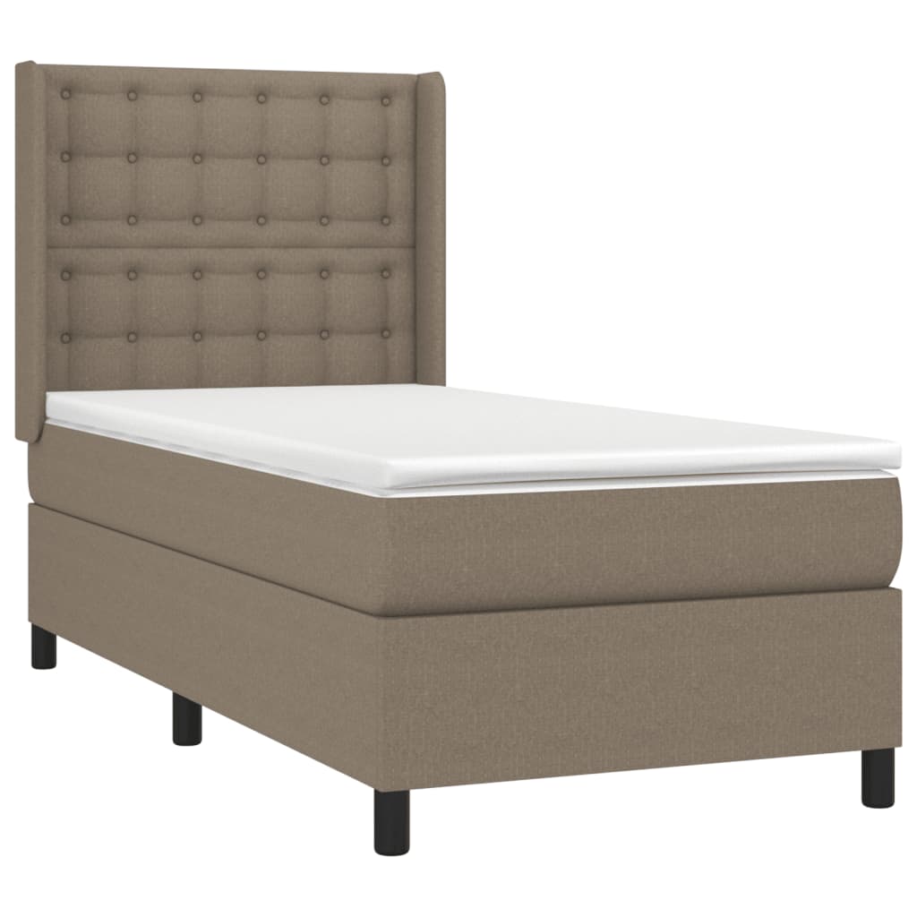 Boxspring met matras stof taupe 90x200 cm is nu te koop bij PeponiXL, paradijselijk wonen!