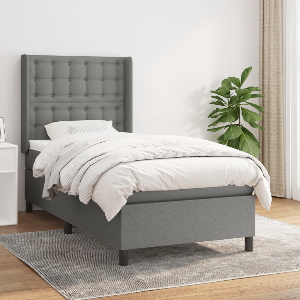 Boxspring met matras stof donkergrijs 100x200 cm is nu te koop bij PeponiXL, paradijselijk wonen!