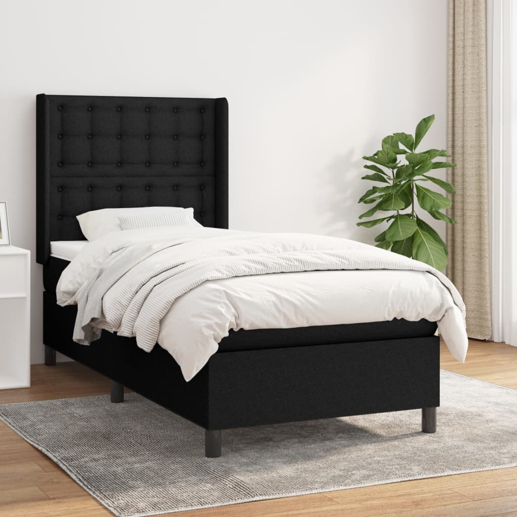 Boxspring met matras stof zwart 100x200 cm is nu te koop bij PeponiXL, paradijselijk wonen!