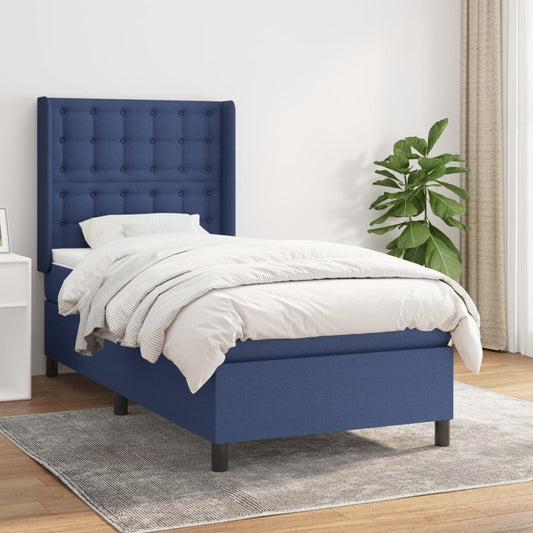 Boxspring met matras stof blauw 100x200 cm is nu te koop bij PeponiXL, paradijselijk wonen!