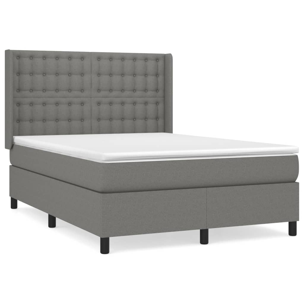 Boxspring met matras stof donkergrijs 140x190 cm is nu te koop bij PeponiXL, paradijselijk wonen!