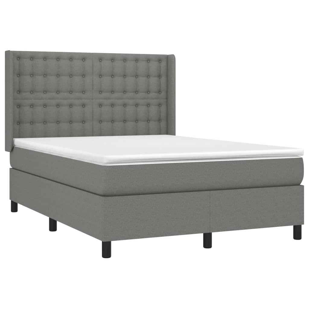 Boxspring met matras stof donkergrijs 140x200 cm is nu te koop bij PeponiXL, paradijselijk wonen!