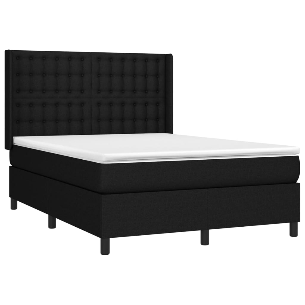 Boxspring met matras stof zwart 140x200 cm is nu te koop bij PeponiXL, paradijselijk wonen!
