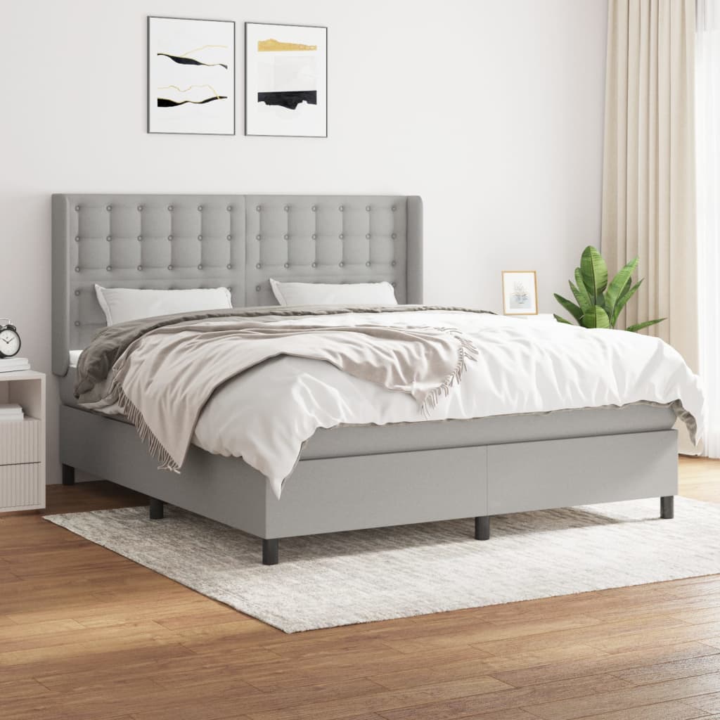 Boxspring met matras stof lichtgrijs 160x200 cm is nu te koop bij PeponiXL, paradijselijk wonen!
