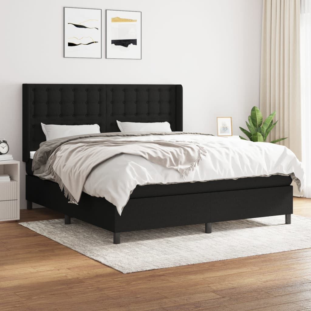 Boxspring met matras stof zwart 160x200 cm is nu te koop bij PeponiXL, paradijselijk wonen!