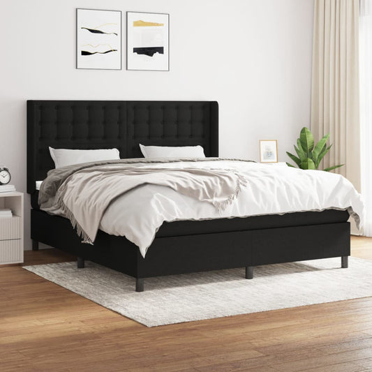 Boxspring met matras stof zwart 160x200 cm is nu te koop bij PeponiXL, paradijselijk wonen!