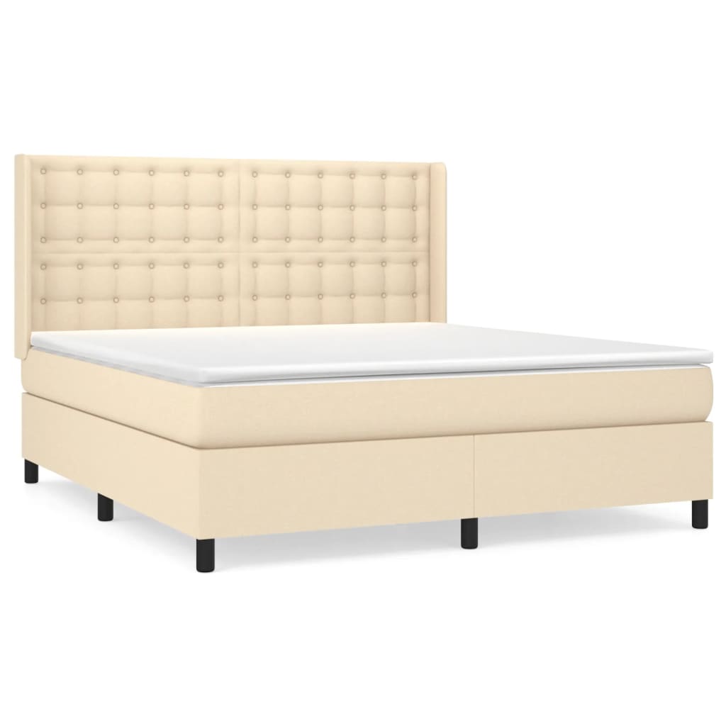 Boxspring met matras stof crèmekleurig 160x200 cm is nu te koop bij PeponiXL, paradijselijk wonen!