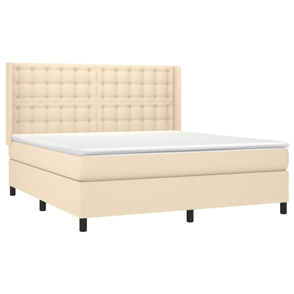 Boxspring met matras stof crèmekleurig 160x200 cm is nu te koop bij PeponiXL, paradijselijk wonen!