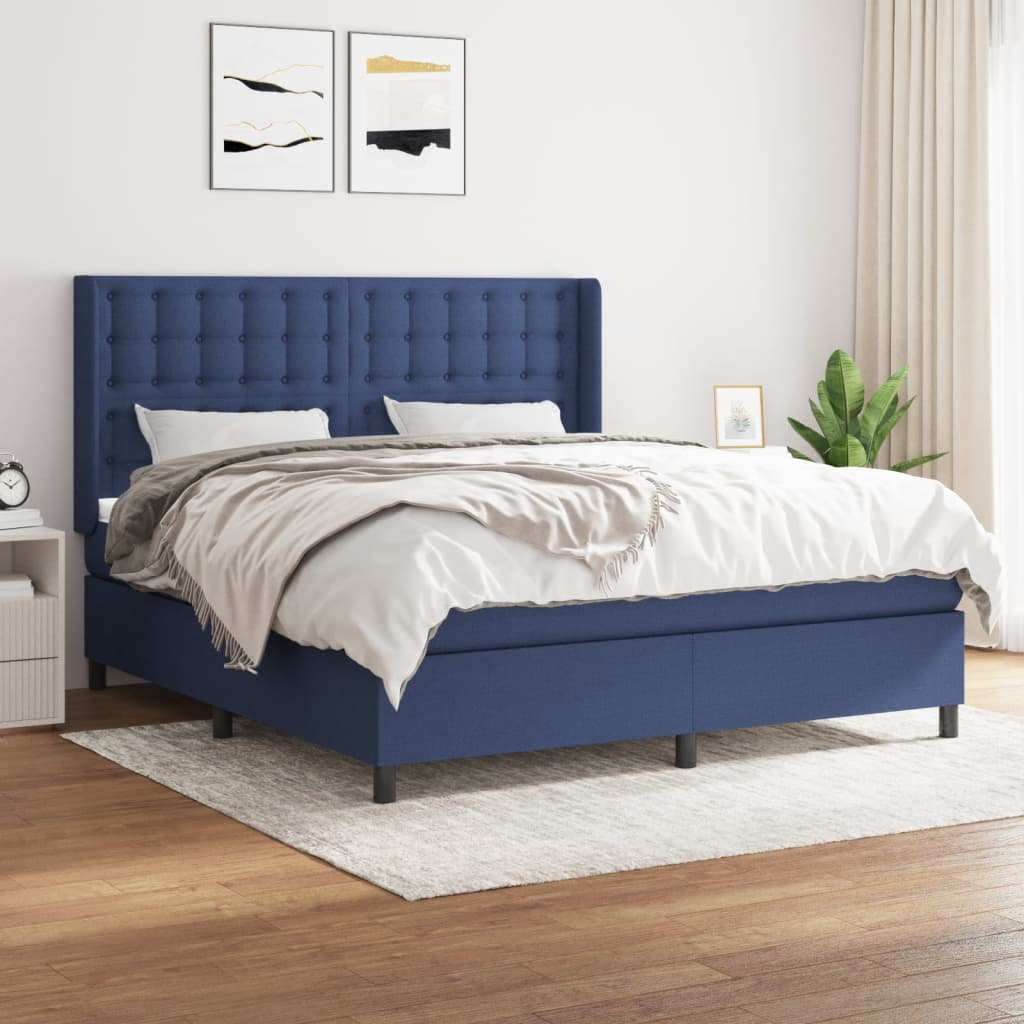 Boxspring met matras stof blauw 160x200 cm is nu te koop bij PeponiXL, paradijselijk wonen!